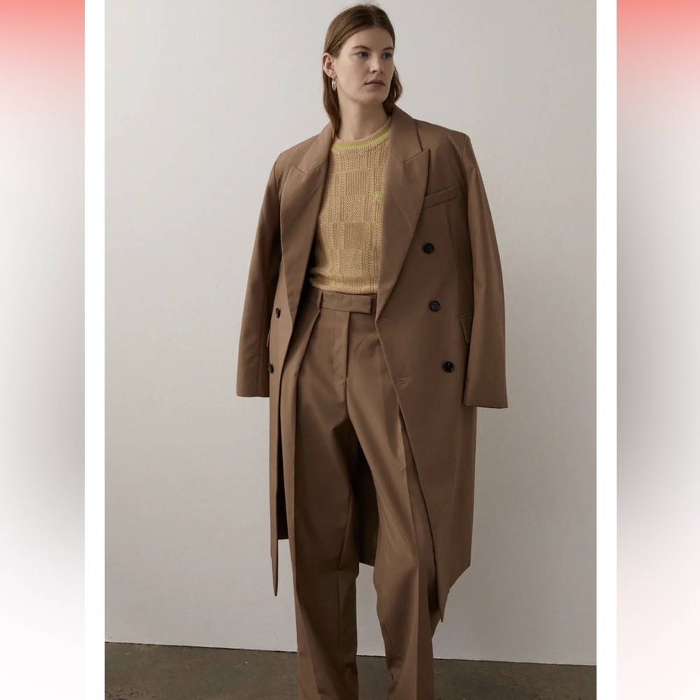 ✨ BLANCA Wool Carment Long Brown Trench Coat Jacket - Picture 2 of 9